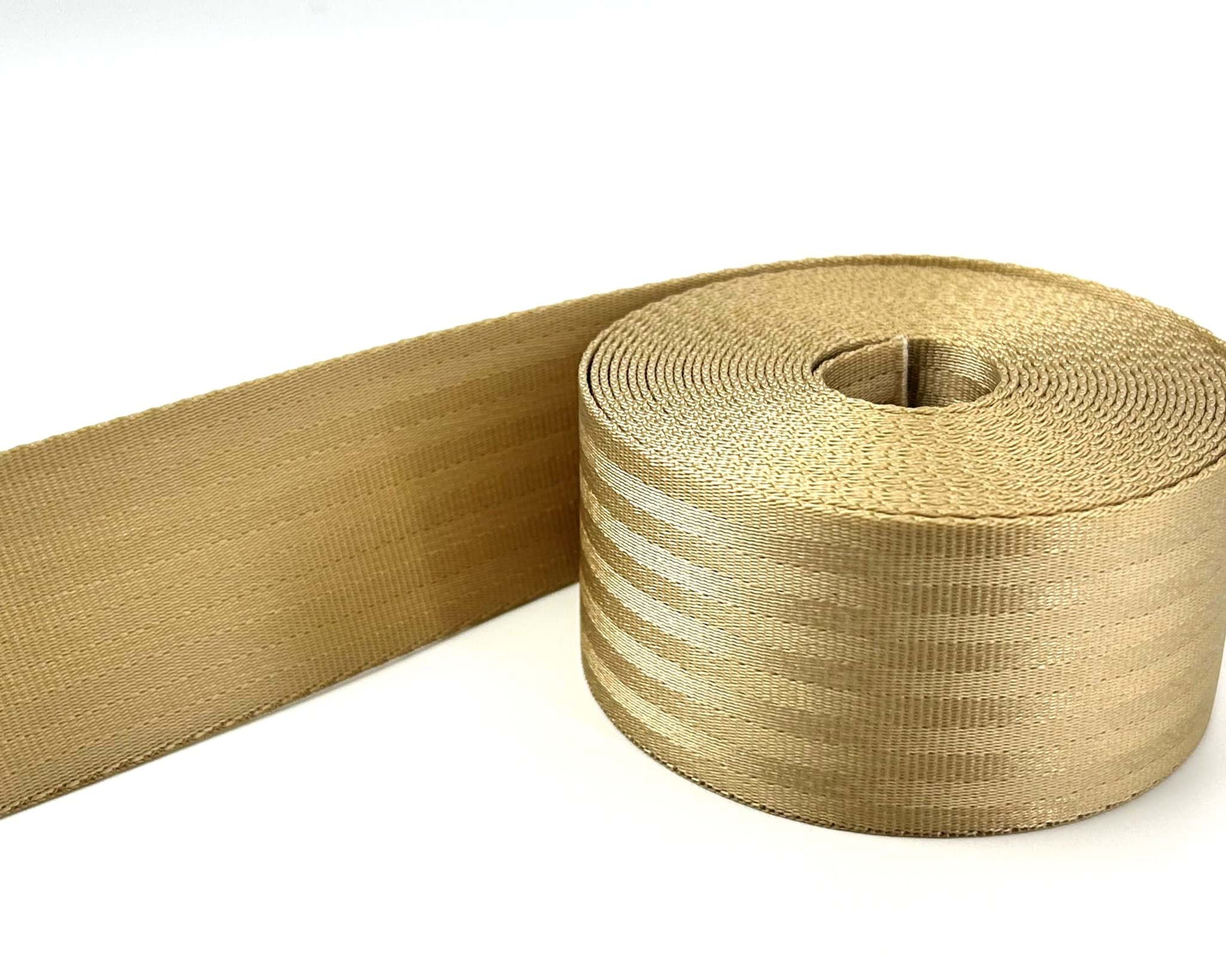 5m Sicherheitsgurtband beige aus Polyamid, 48mm breit, bis 2t belastbar
