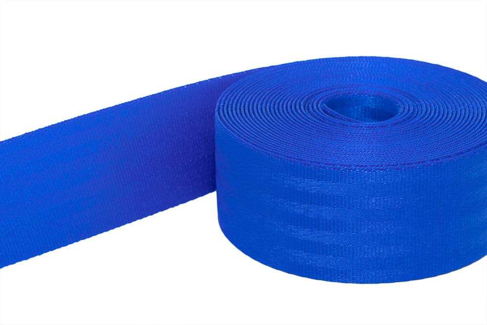 5m Sicherheitsgurtband blau aus Polyamid, 38mm breit, bis 1,5t belastbar