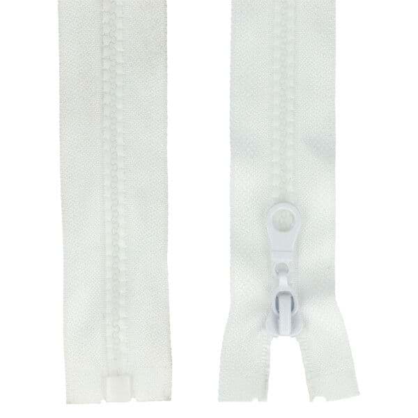 zipper for jackets separable - 70cm long - colour: white - 10 pieces