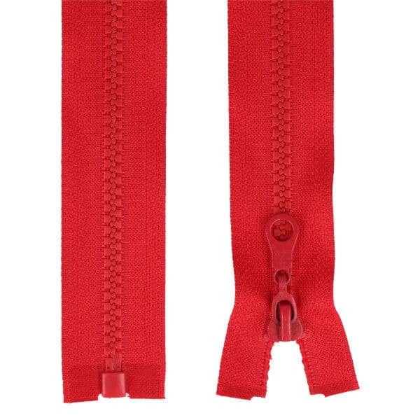 zipper for jackets separable - 70cm long - colour: red - 10 pieces