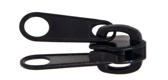 slider for 5mm zippers - operable from both sides - black, 10 pieces