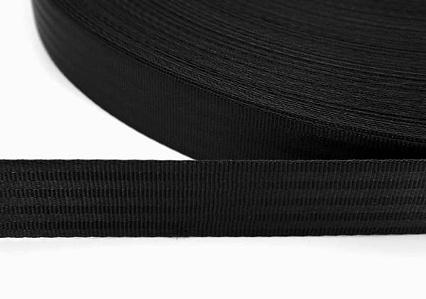 100m safety belt webbing black made of polyester, 35mm wide - up to 1,3t