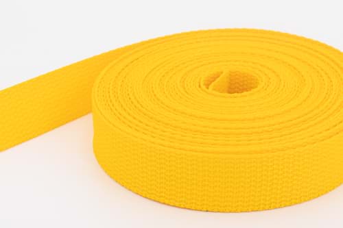 10m PP webbing - 25mm width - 1,2mm thick - yellow (UV)