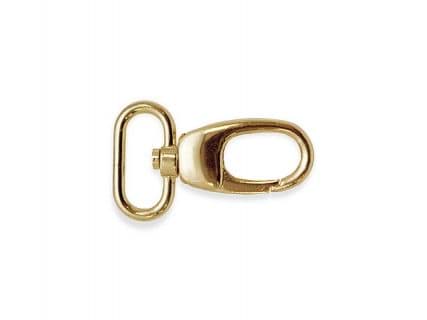snap hook made of zinc die-casting, for 25mm webbing, 5,2cm long - golden - 10 pieces *NEW*