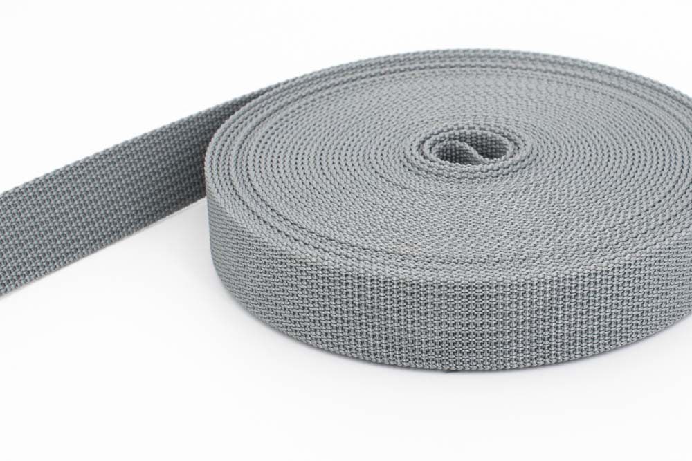 10m PP webbing - 40mm wide - 1,8mm thick - grey (UV)