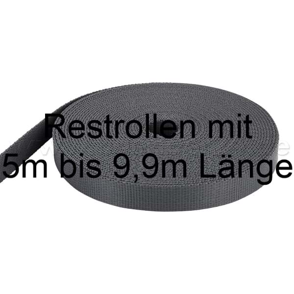 Restpostenbox 25mm breites PP-Gurtband 2mm stark, 24m - anthrazit (UV)