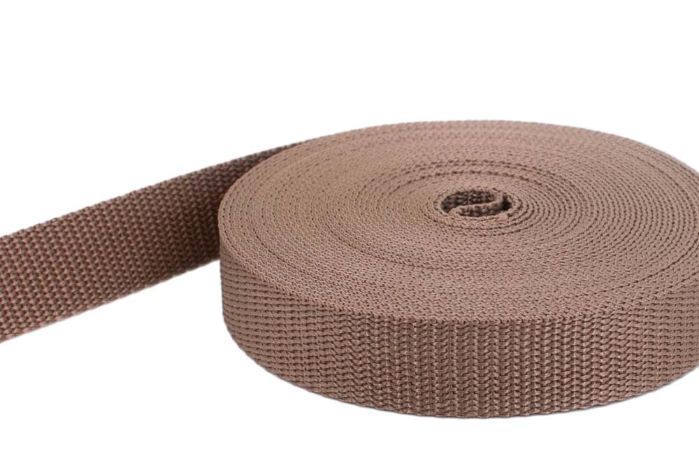 10m PP Gurtband - 25mm breit - 1,8mm stark - hellbraun (UV)