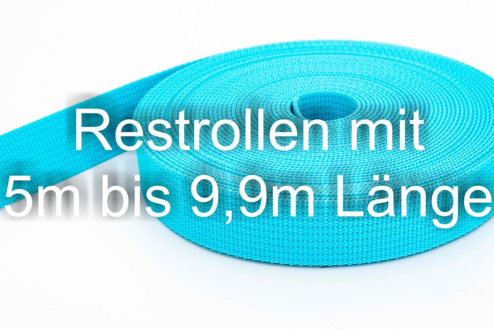 Restpostenbox 25mm breites PP-Gurtband 1,8mm stark, 25m - türkis (UV)