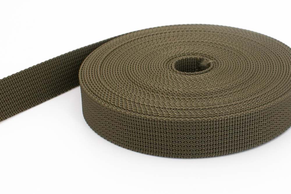 10m PP webbing - 20mm width - 1,8mm thick - khaki (UV)