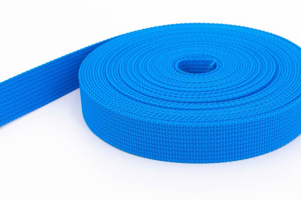 10m PP webbing - 25mm width - 1,8mm thick - blue (UV)