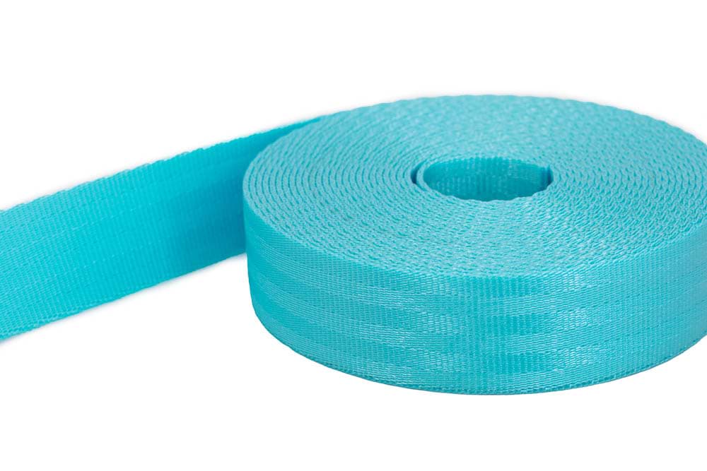 50m Sicherheitsgurtband / Kindergurt türkis aus Polyamid - 25mm breit - bis 1t belastbar