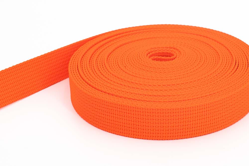 10m PP webbing - 20mm width - 1,8mm thick - orange (UV)