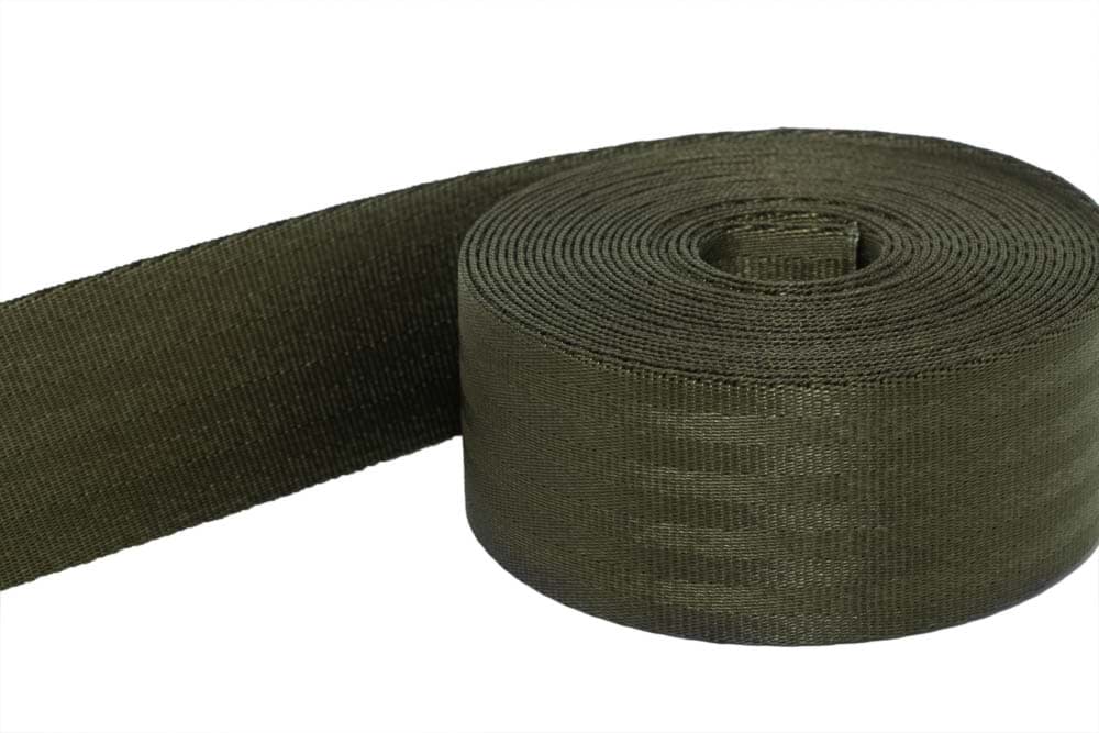 50m safety belt - khaki - polyamide, 38mm wide - loadable up to 1,5t
