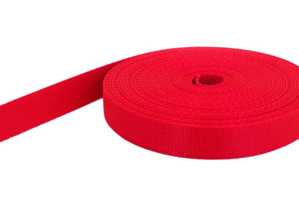 50m PP webbing - 25mm width - 2mm thick - red (UV)