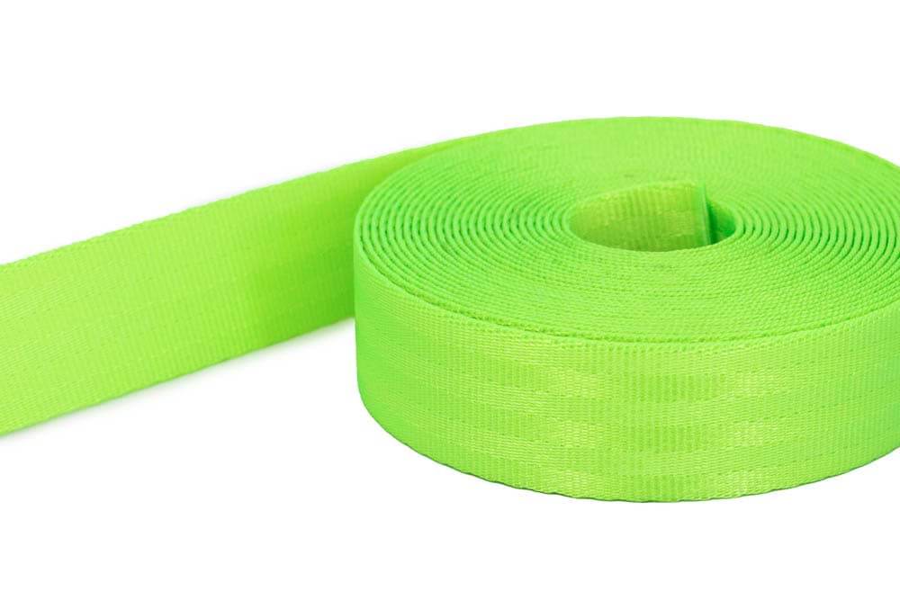 50m safety belt - neon green - polyamide, 25mm wide - loadable up to 1t