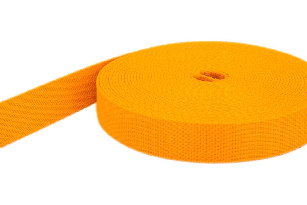 10m PP webbing - 25mm width - 2mm thick - yellow (UV)