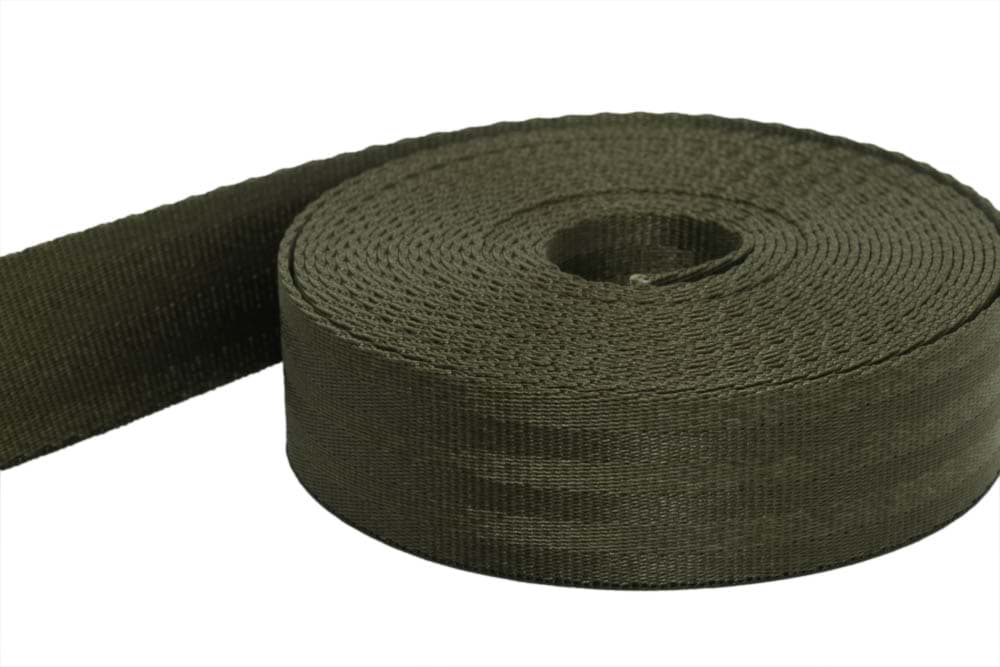 1m safety belt - khaki - polyamide, 25mm wide - loadable up to 1t