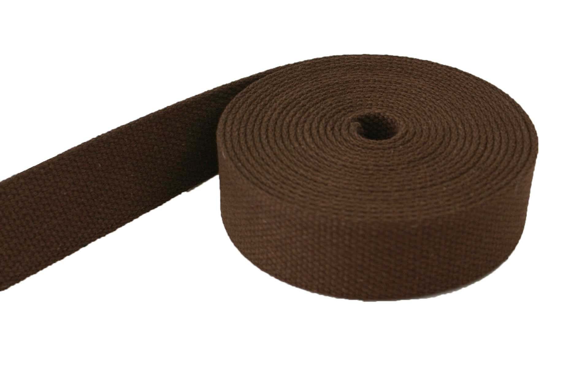 5m cotton webbing - 2,6mm thick - 38mm wide - colour: brown