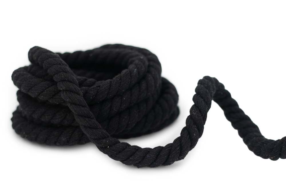 3m cotton cord - 14mm thick - twisted - black