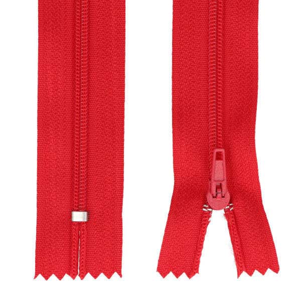 zipper - 12cm long - colour: red - 25 pieces