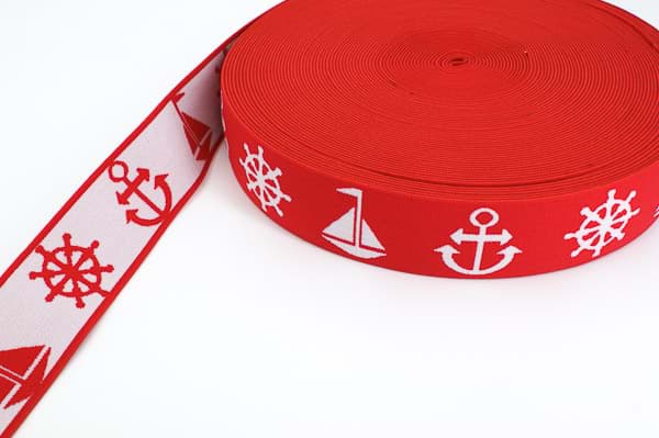 elastic webbing maritim - 40mm wide - Colour: red - 1m