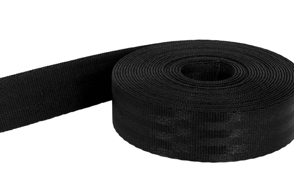 5m safety belt - black - polyamide, 25mm wide - loadable up to 1t
