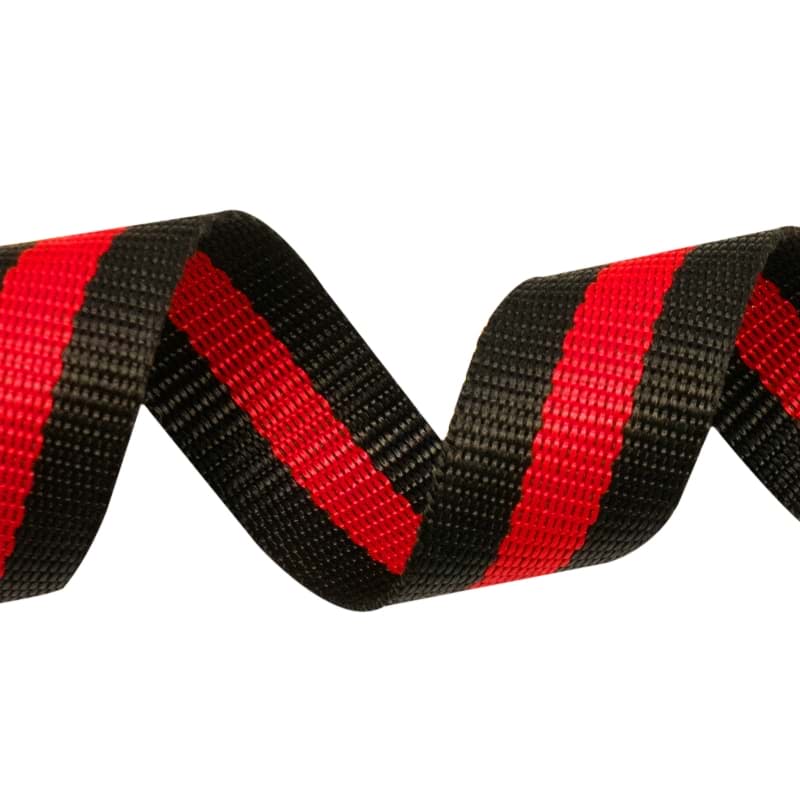 10m PP Gurtband - 39mm breit - 1,3mm stark - schwarz / rot