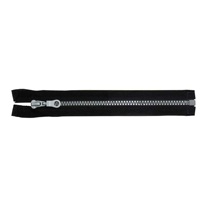 Jacken Reißverschluss teilbar - 80cm lang - Schwarz/Silber - 1 Stück