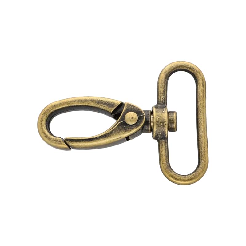 Karabiner aus Zinkdruckguss - 6cm lang - 38mm Durchlass - altmessing - 1 Stück