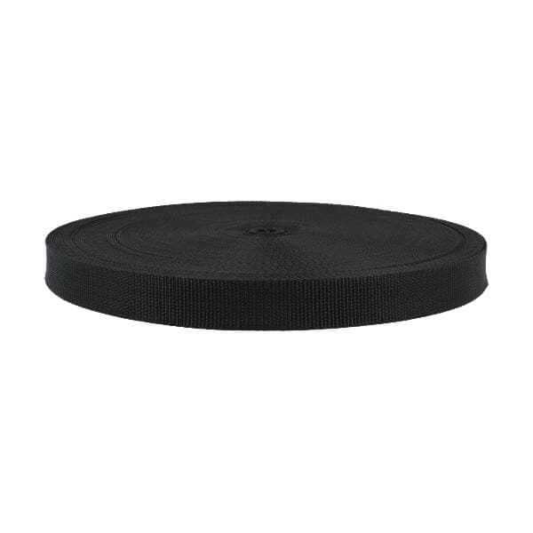 50m PP Gurtband - 25mm breit - 1,3mm stark - schwarz