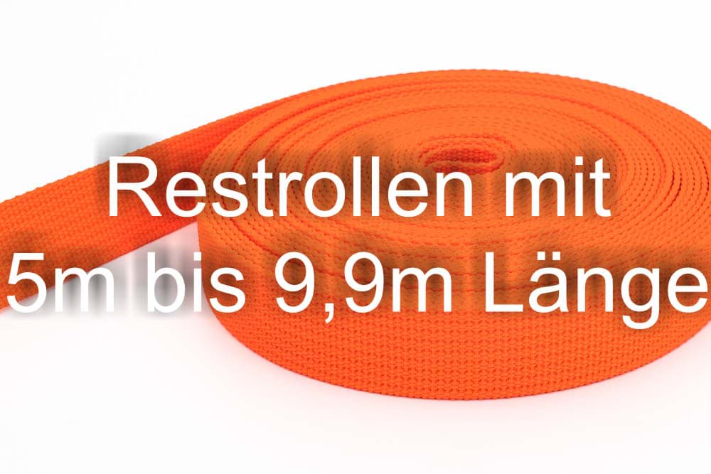 Restpostenbox 25mm breites PP-Gurtband 1,8mm stark, 25m - orange (UV)
