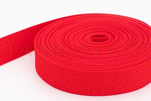 10m PP webbing - 25mm width - 1,2mm thick - red (UV)