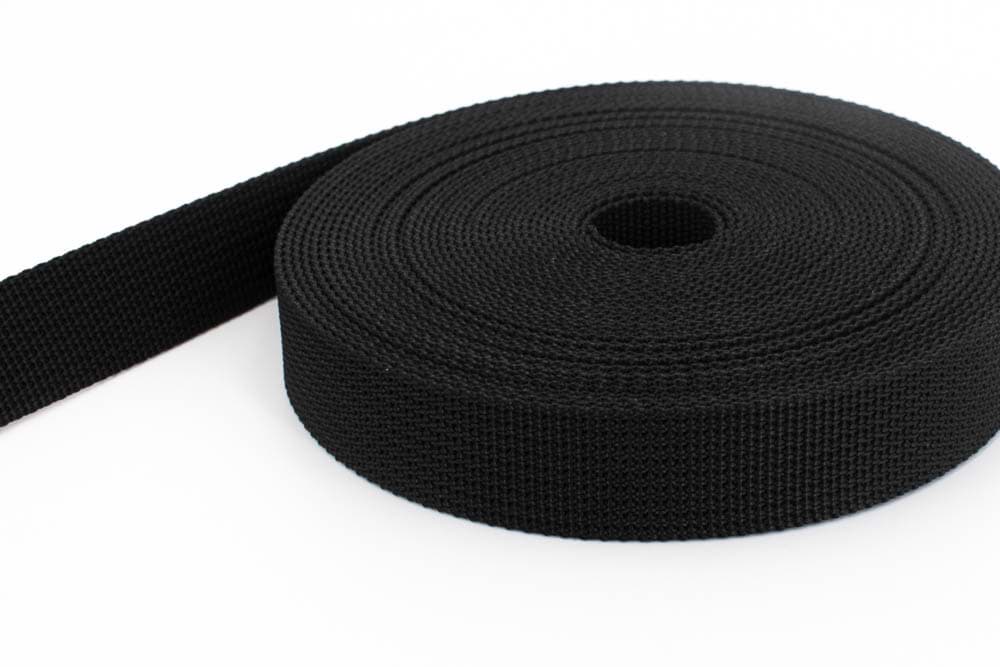 10m PP webbing - 25mm width - 1,8mm thick - black (UV)