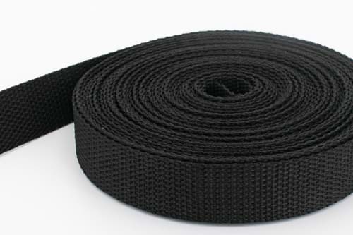 10m PP webbing - 20mm width - 1,2mm thick - black (UV)