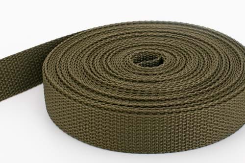 50m PP webbing - 25mm width - 1,2mm thick - khaki (UV)