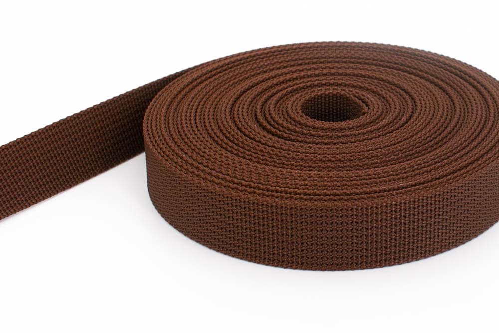 10m PP webbing - 25mm width - 1,8mm thick - brown (UV)