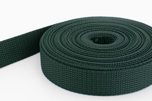 10m PP webbing - 20mm width - 1,2mm thick - dark green (UV)