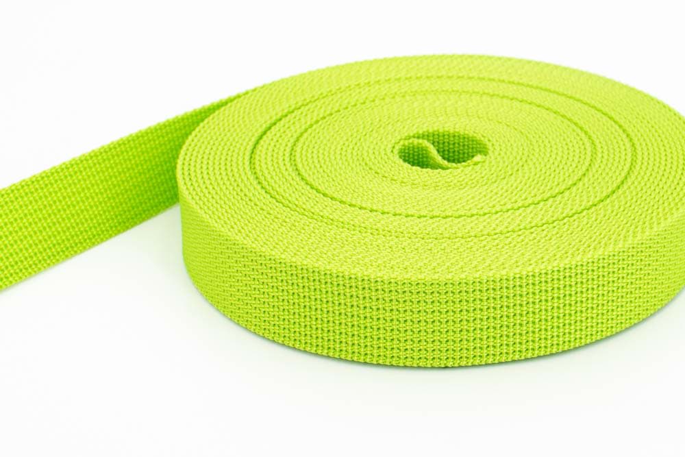 50m PP webbing - 20mm width - 1,8mm thick - lime (UV)