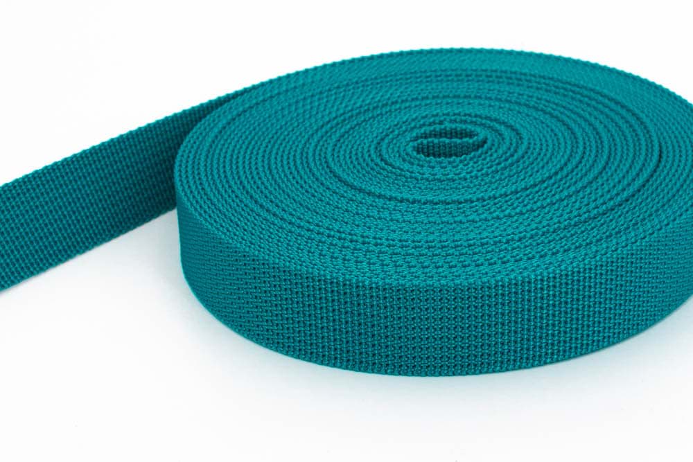 10m PP webbing - 20mm wide - 1,8mm thick - petrol blue (UV)