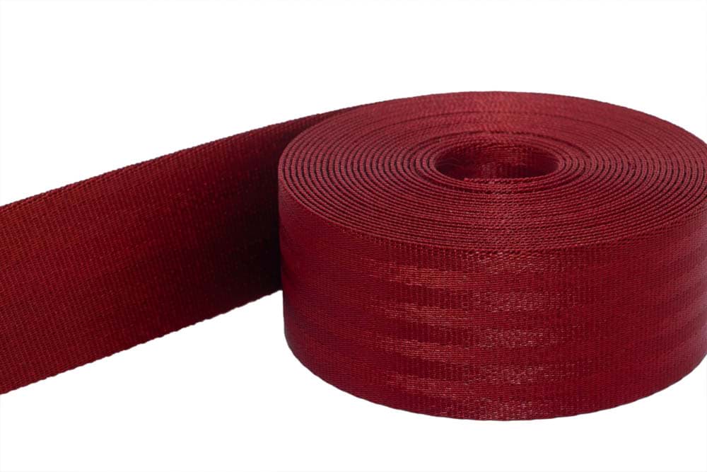 1m safety belt / seat belt bordeaux red dark made of polyamide - 48mm wide - loading limit: up to 2t
