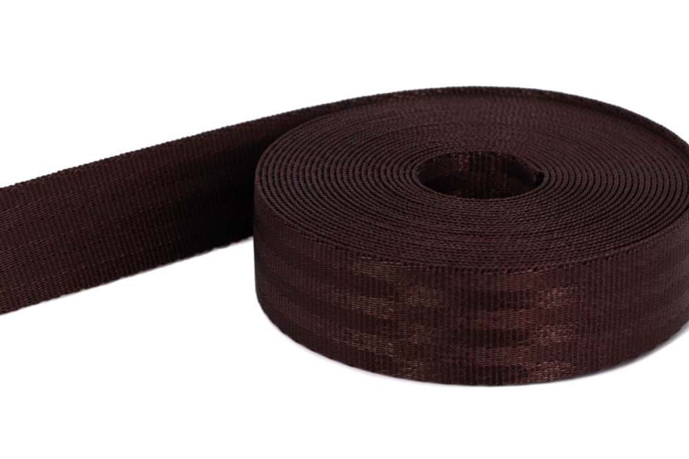 1m safety webbing /seat belt for children dark brown made of polyamide - 25mm wide