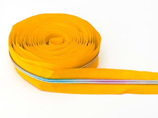5m zipper - 5mm rail - colour: yellow with colourful rail