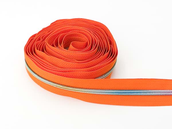 5m zipper - 5mm rail - colour: orange with colourful rail