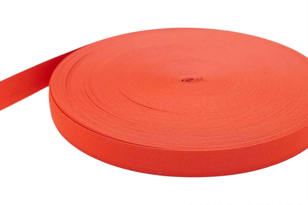 20mm breites Gummiband aus Polyester - 25m Rolle - hellrot *Sonderposten*