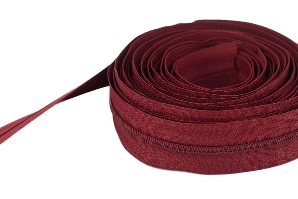 5m zipper - 3mm rail - colour: bordeaux