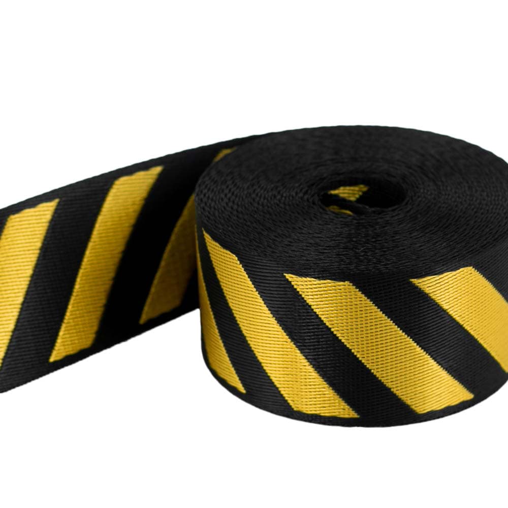 5m webbing with stripes - 39mm wide - black/yellow