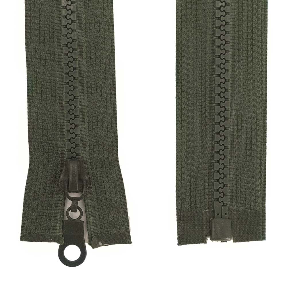zipper for jackets separable - 50cm long - khaki - 10 pieces