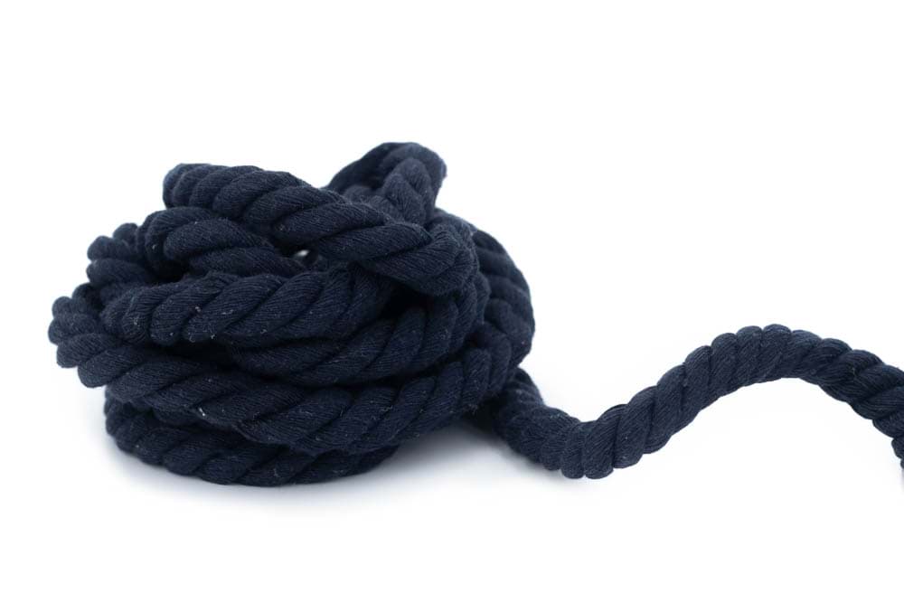 3m cotton cord - 12mm thick - twisted - dark blue