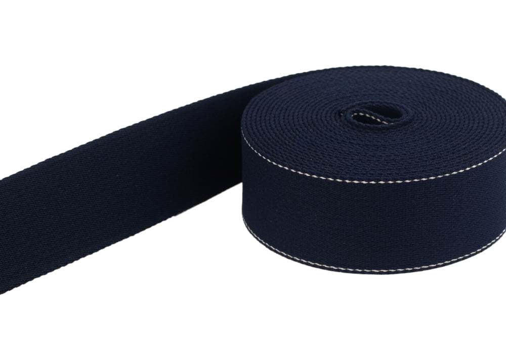 50m belt strap / bags webbing - made of recycled yarn - 39mm wide - dark blue