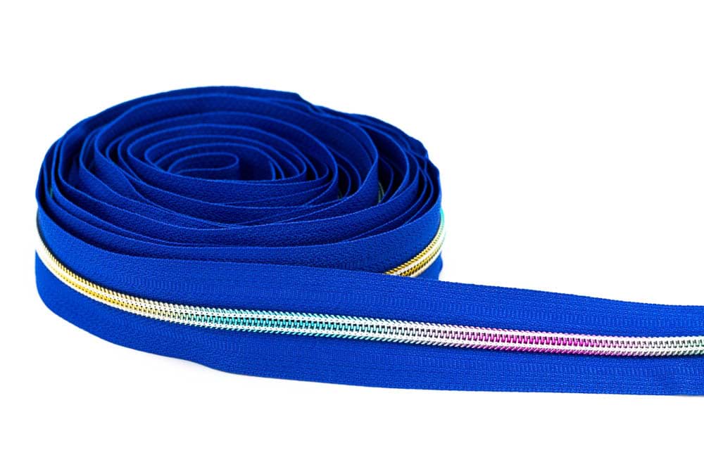 5m zipper, 5mm rail, colour: blue with colourful rail